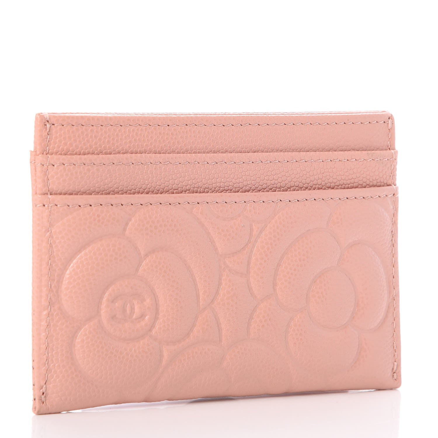 Chanel Caviar Camellia Embossed Card Holder Nude 3 of 9