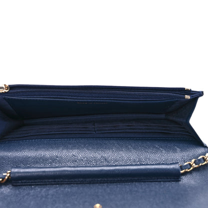 Chanel Iridescent Caviar Quilted Wallet On Chain WOC Blue 5 of 10