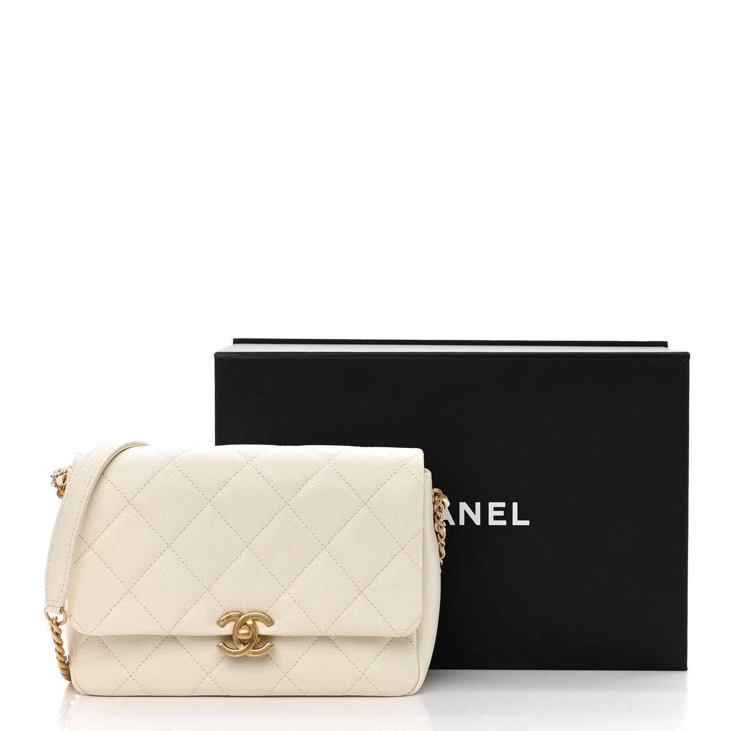 Chanel Shiny Caviar Quilted Small Chain Melody Flap White 11 of 11