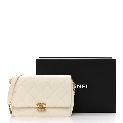 Chanel Shiny Caviar Quilted Small Chain Melody Flap White 11 of 11
