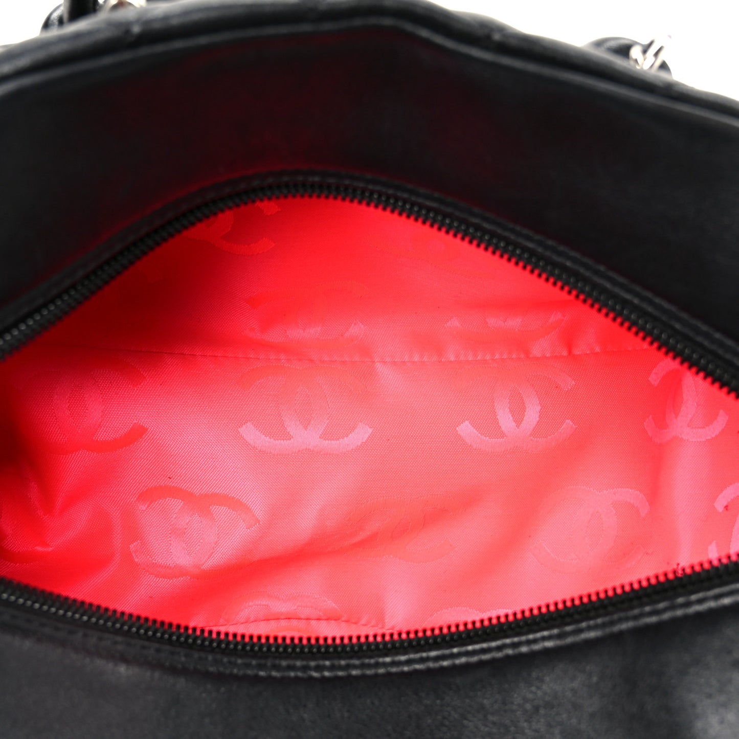 Calfskin Quilted Small Cambon Multipocket Reporter Black White
