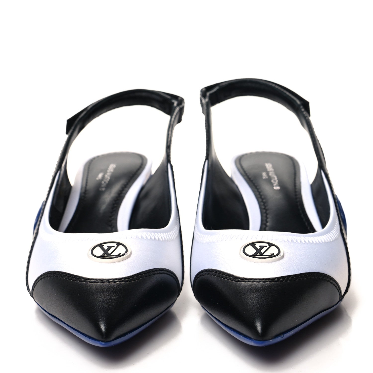 Louis Vuitton Calfskin Archlight Slingback Pumps 35 Black White Blue 2 of 8