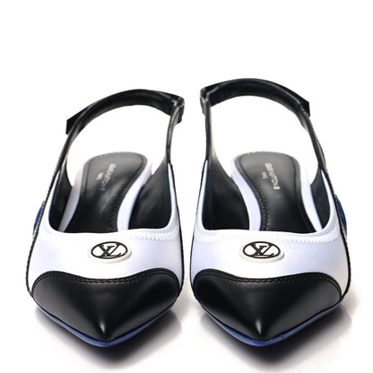Louis Vuitton Calfskin Archlight Slingback Pumps 35 Black White Blue 2 of 8