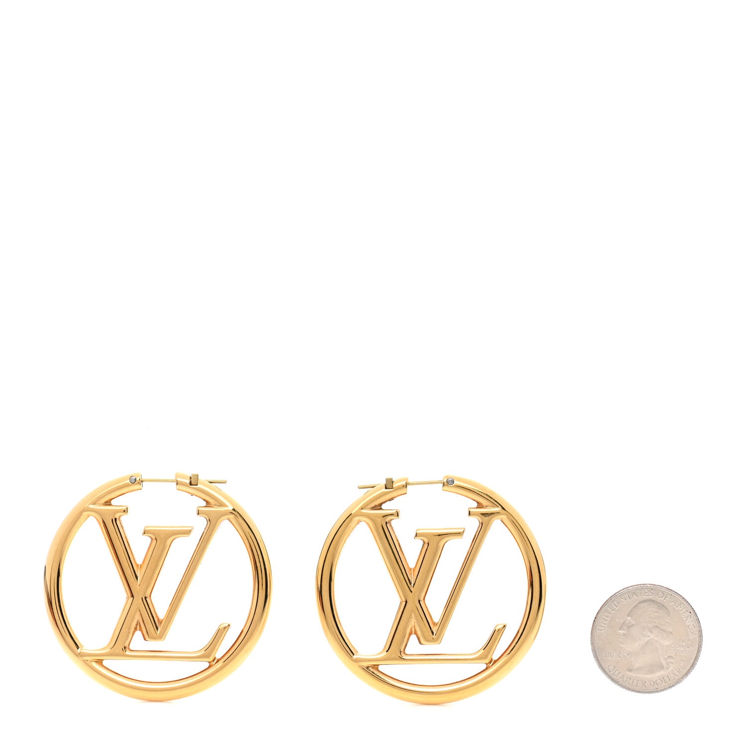 Louis Vuitton Metal Louise Hoop Earrings Gold 2 of 9
