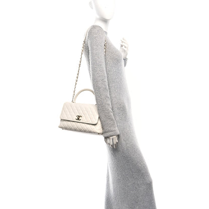 Chanel Caviar Quilted Small Coco Handle Flap White 2 of 10