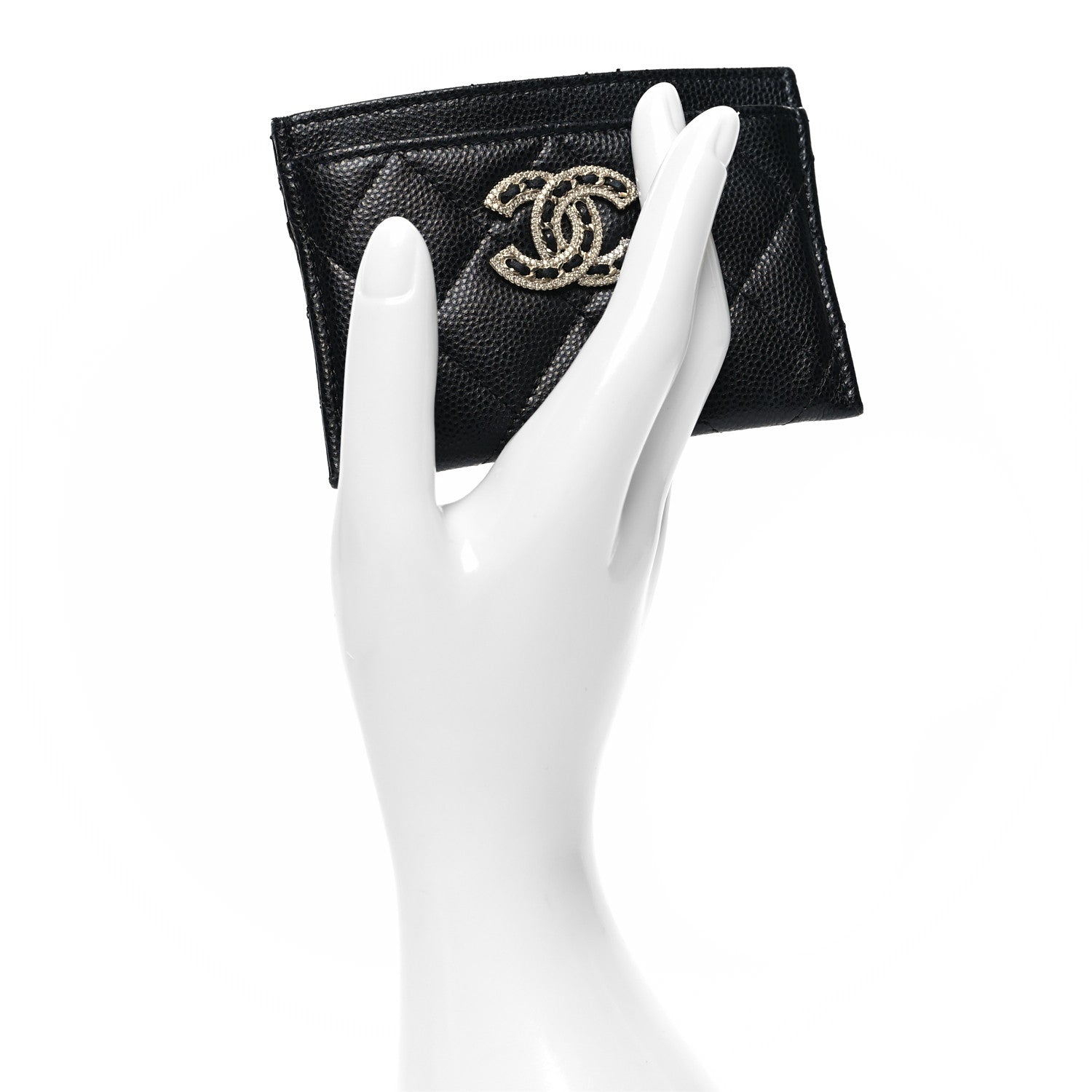 Chanel Caviar Quilted Crystal Card Holder Black 2 of 9