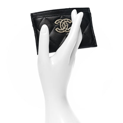 Chanel Caviar Quilted Crystal Card Holder Black 2 of 9