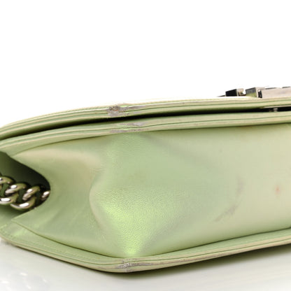 Chanel Iridescent Lambskin Chevron Quilted Medium Boy Flap Green 9 of 17