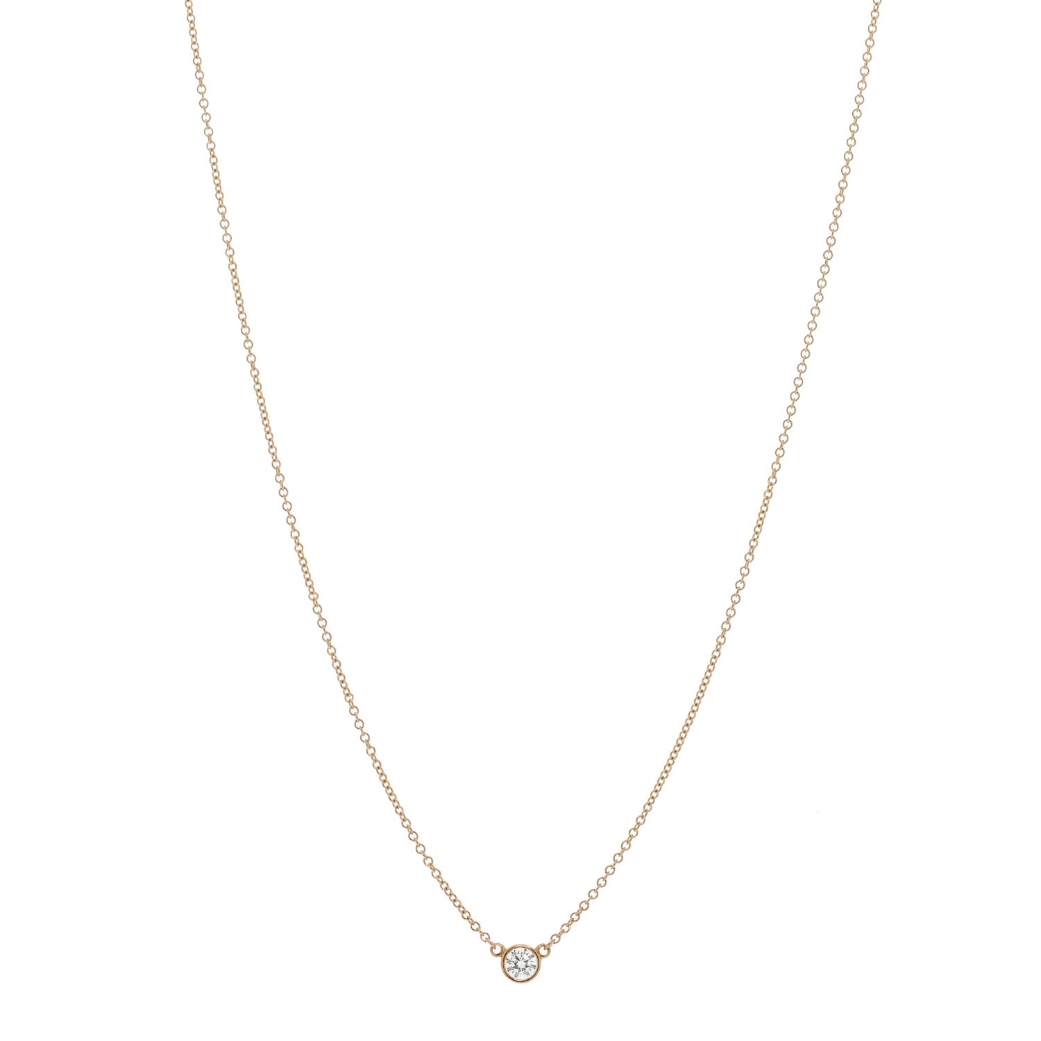 Tiffany 18K Yellow Gold Diamond .15ct Elsa Peretti Diamonds by the Yard Pendant Necklace 1 of 4