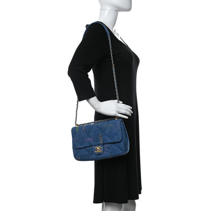 Chanel Denim Quilted Denim Large Mood Flap Blue Multicolor 2 of 9