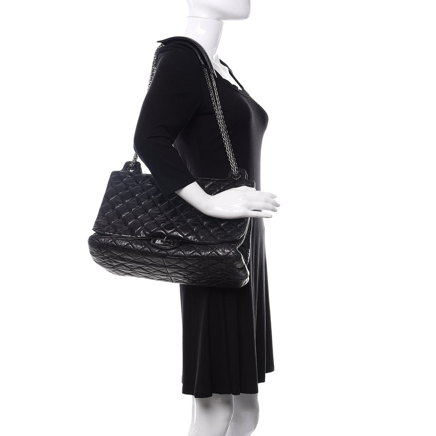 Metallic Calfskin Quilted XL Accordion Reissue Flap Black