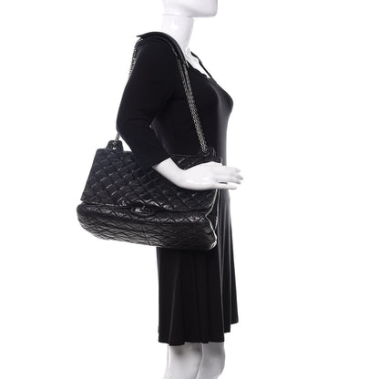 Chanel Metallic Calfskin Quilted XL Accordion Reissue Flap Black 2 of 15