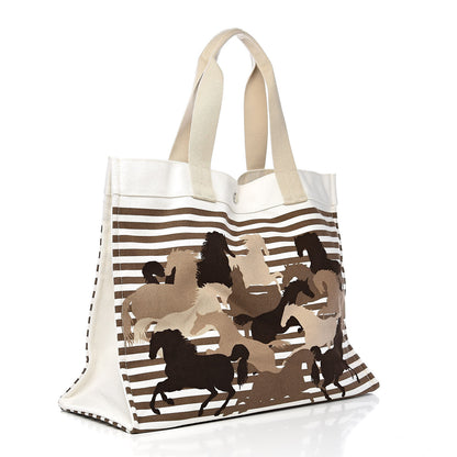 Hermes Cotton Canvas Chevaux En Camouflage Beach Bag 4 of 13