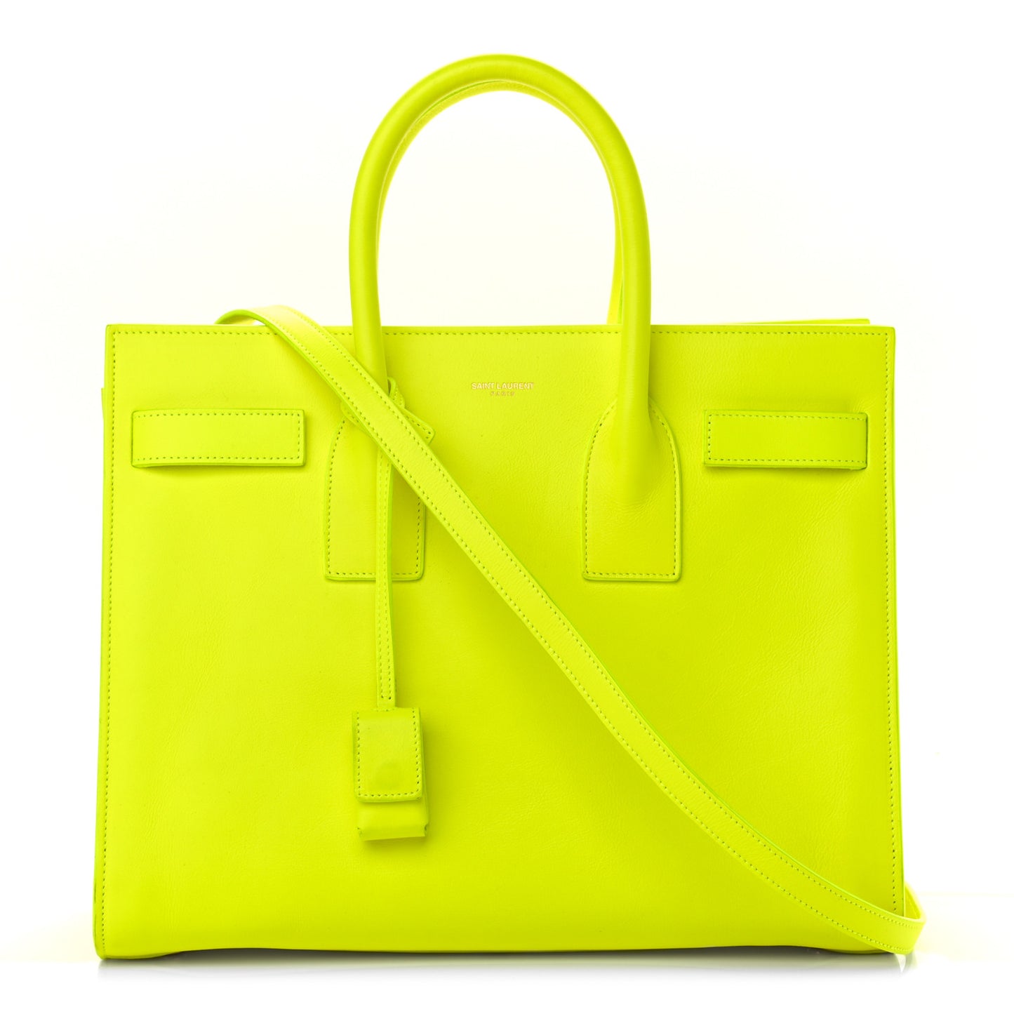 Calfskin Small Sac De Jour Bag Neon Yellow