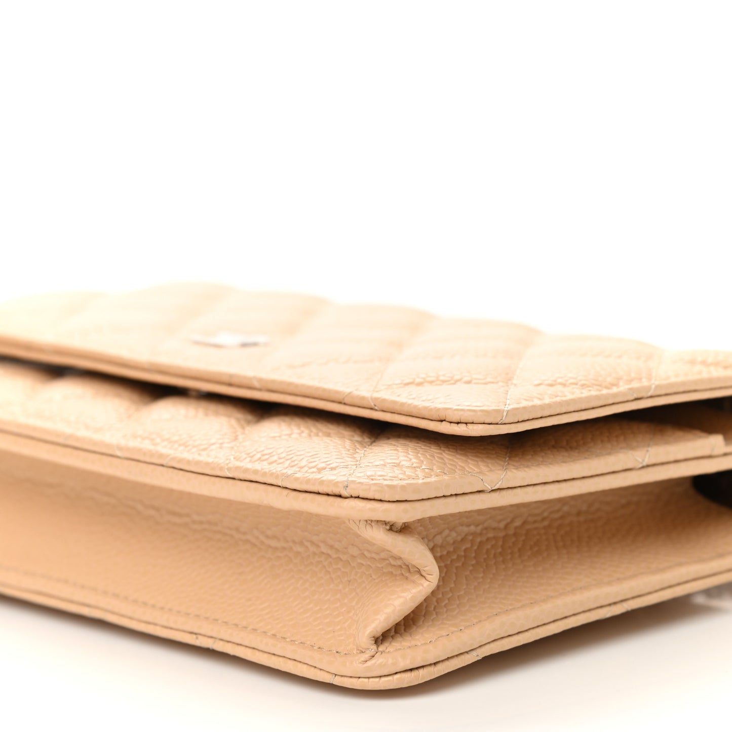 Caviar Quilted Wallet On Chain WOC Beige