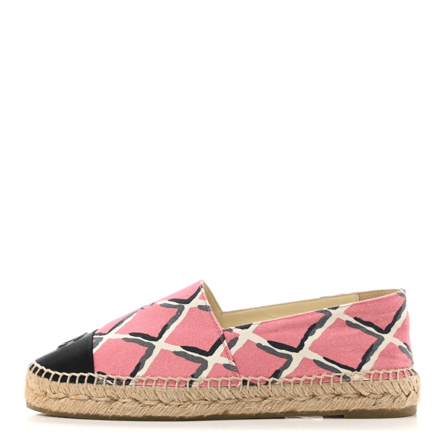 Printed Canvas Grosgrain Espadrilles 39 Pink Black