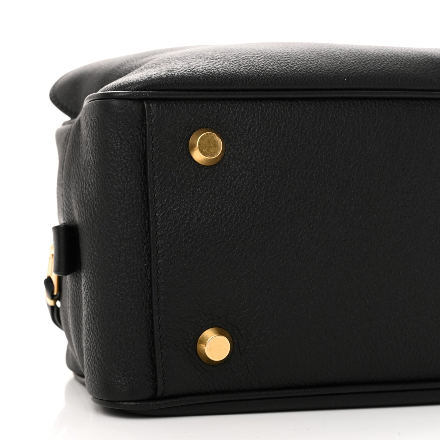 Grained Calfskin Small Carrie Bowling Bag Black