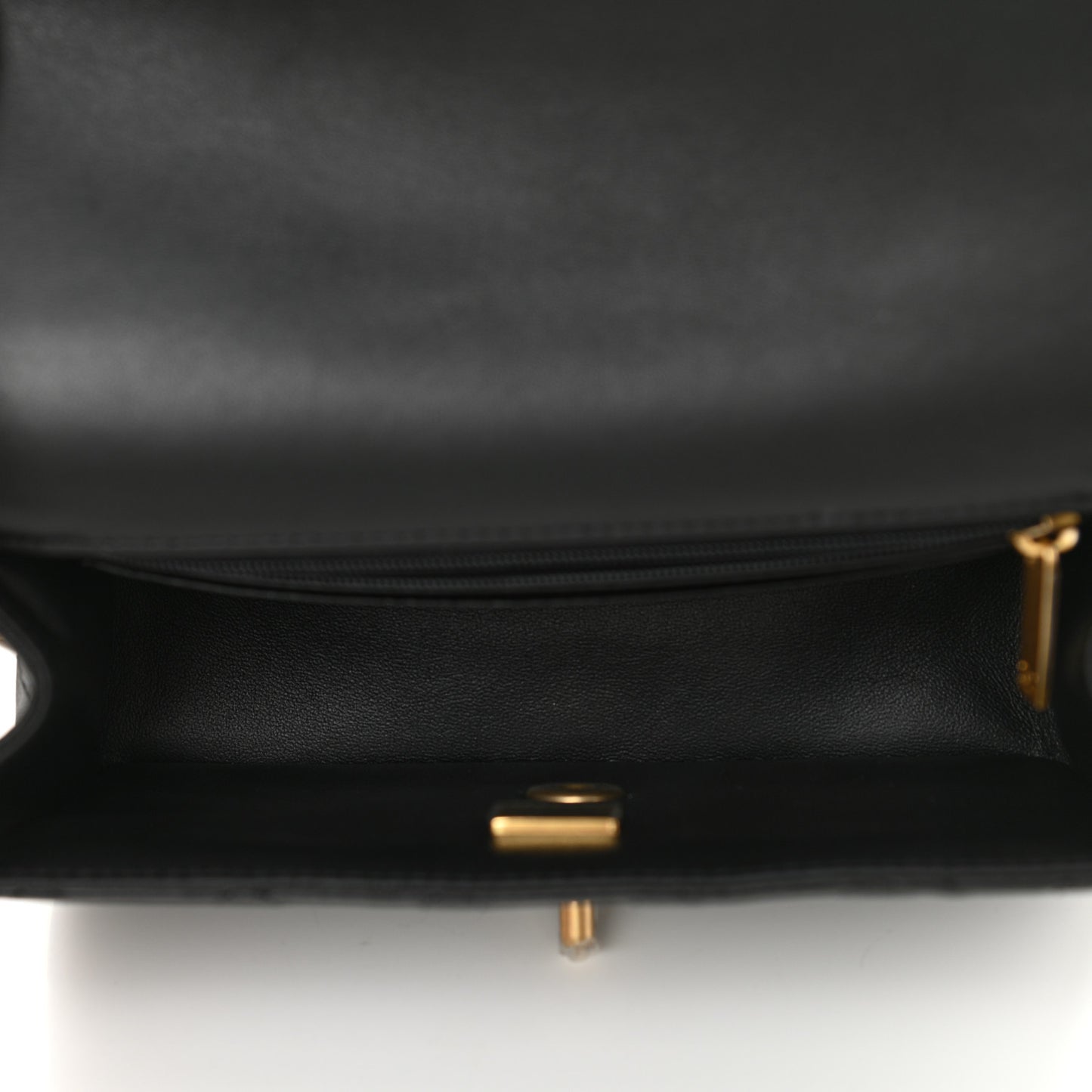 Lambskin Quilted Metal Mini Top Handle Rectangular Flap Black