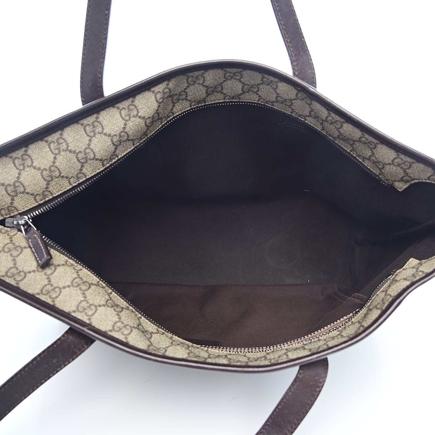Gucci GG Supreme Monogram Medium Zippered Shopping Tote Dark Brown 5 of 21