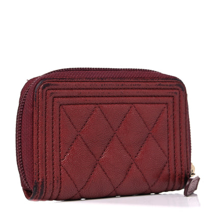 Chanel Caviar Quilted Boy Zip Around Coin Purse Wallet Burgundy 3 of 16