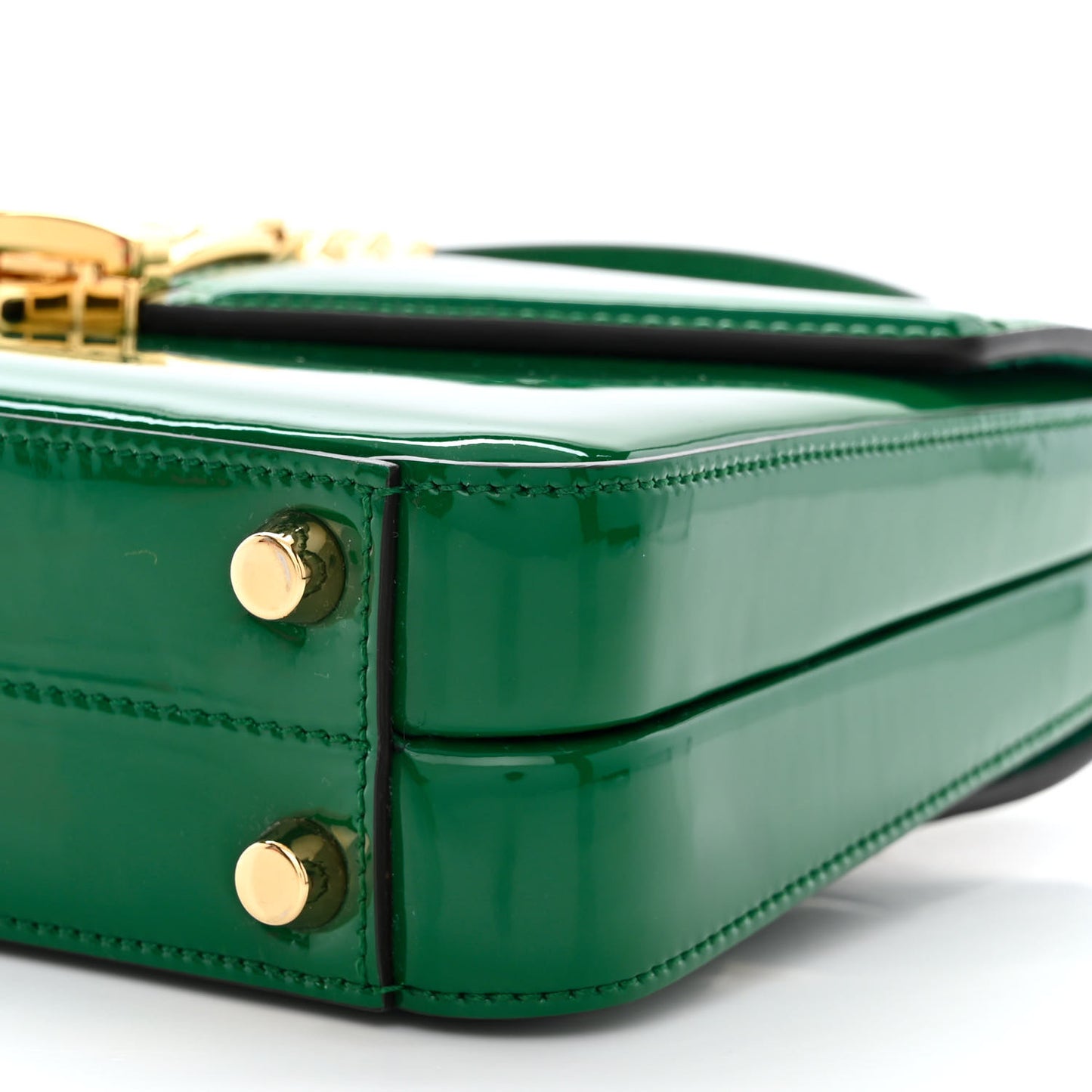 Mousse Top Patent Small Sylvie 1969 Top Handle Bag Emerald