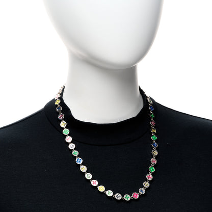 Louis Vuitton Metal Enamel Monogram Necklace Silver Multicolor 2 of 5
