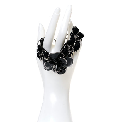 Chanel Velvet Resin CC Camellia Chain Bracelet Black 2 of 4