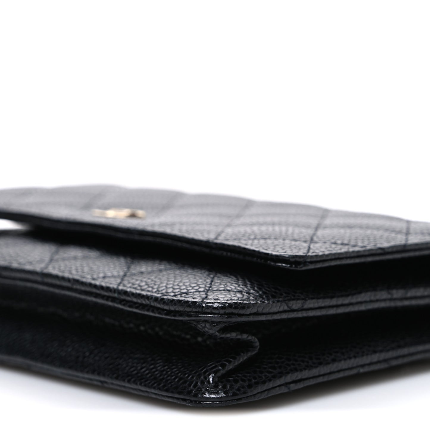 Caviar Quilted Wallet on Chain WOC Black