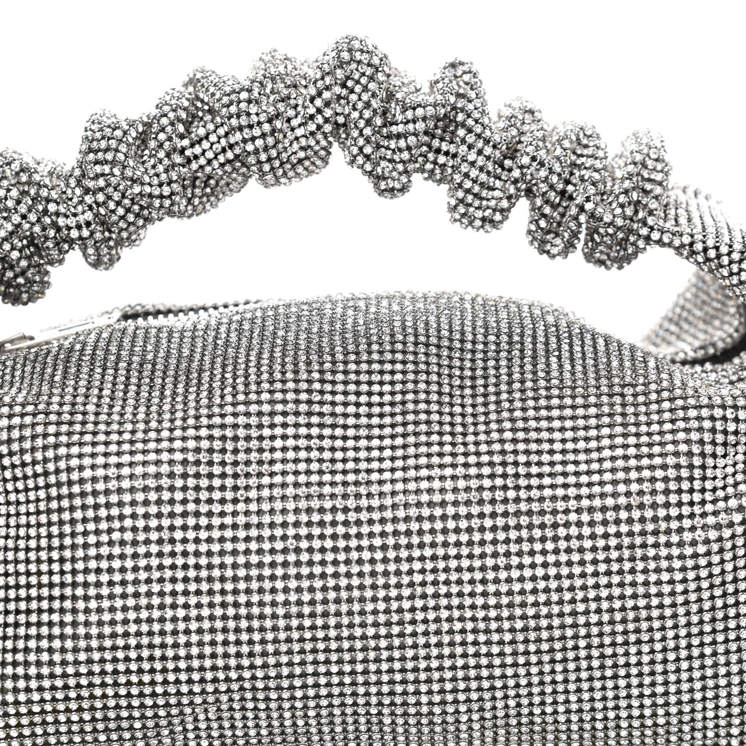 Alexander Wang Mesh Crystal Rhinestone Mini Scrunchie Clutch Black Silver 8 of 10