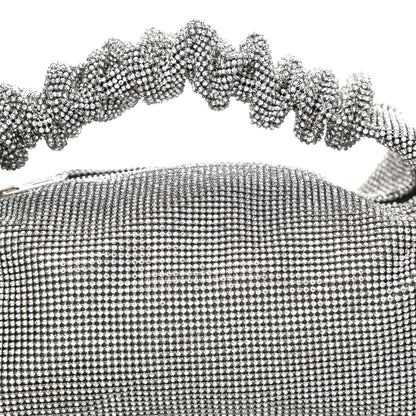 Alexander Wang Mesh Crystal Rhinestone Mini Scrunchie Clutch Black Silver 8 of 10