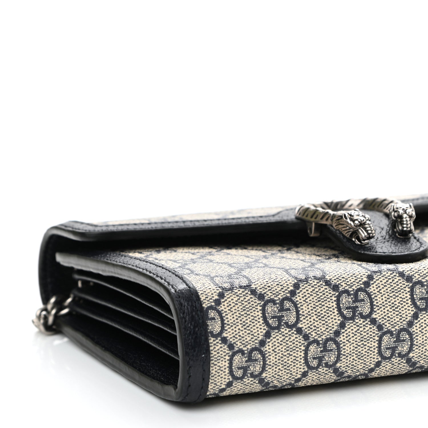 Gucci GG Supreme Monogram Textured Dollar Calfskin Mini Dionysus Chain Wallet Beige Blue 6 of 8