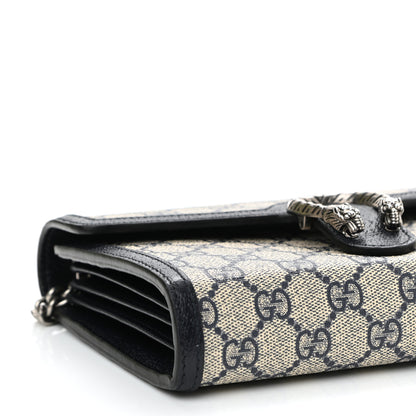 Gucci GG Supreme Monogram Textured Dollar Calfskin Mini Dionysus Chain Wallet Beige Blue 6 of 8