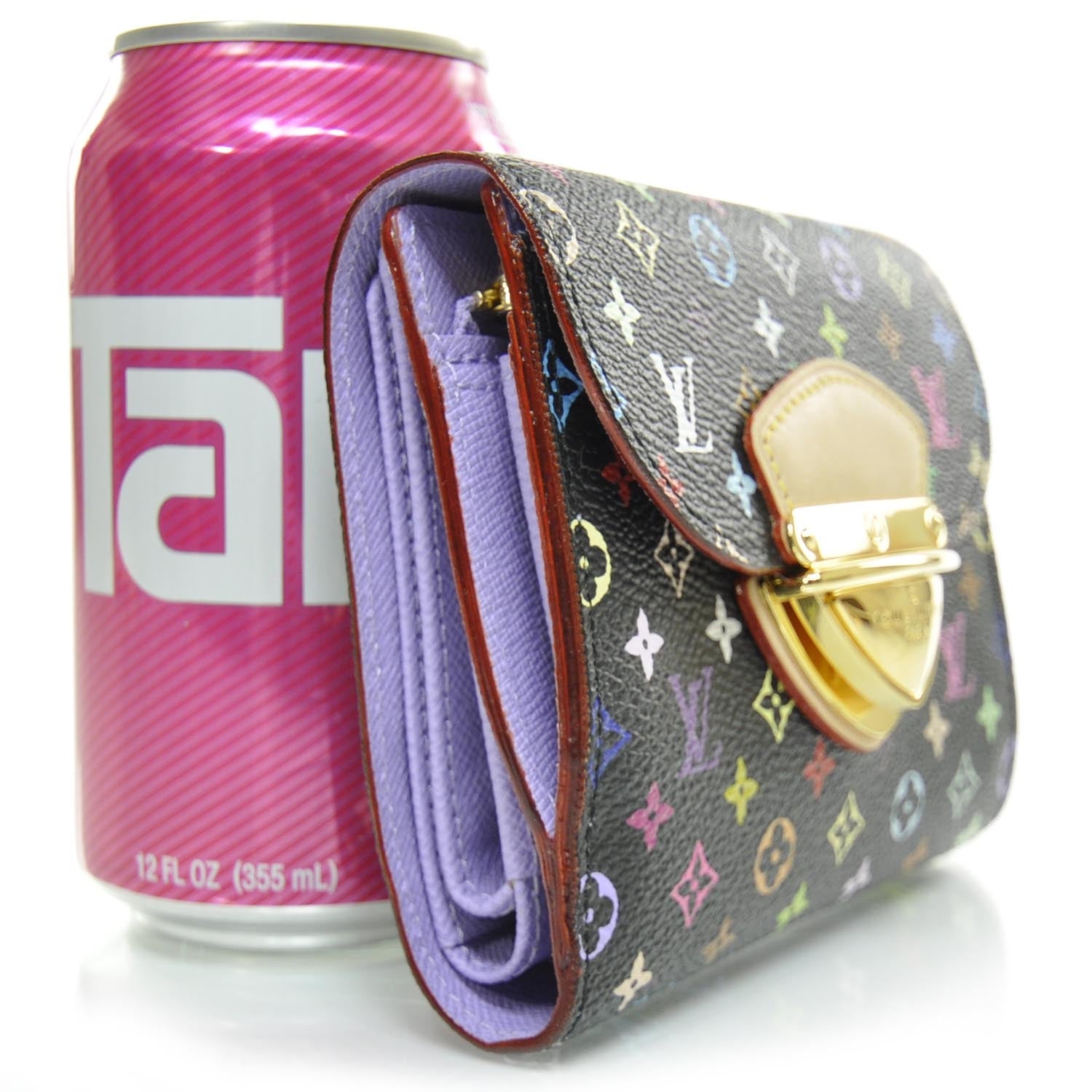 Louis Vuitton Monogram Multicolor Joey Wallet Black Violet 3 of 8