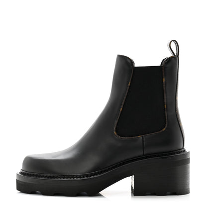 Louis Vuitton Calfskin Monogram Beaubourg Ankle Boots 37 Black 1 of 10