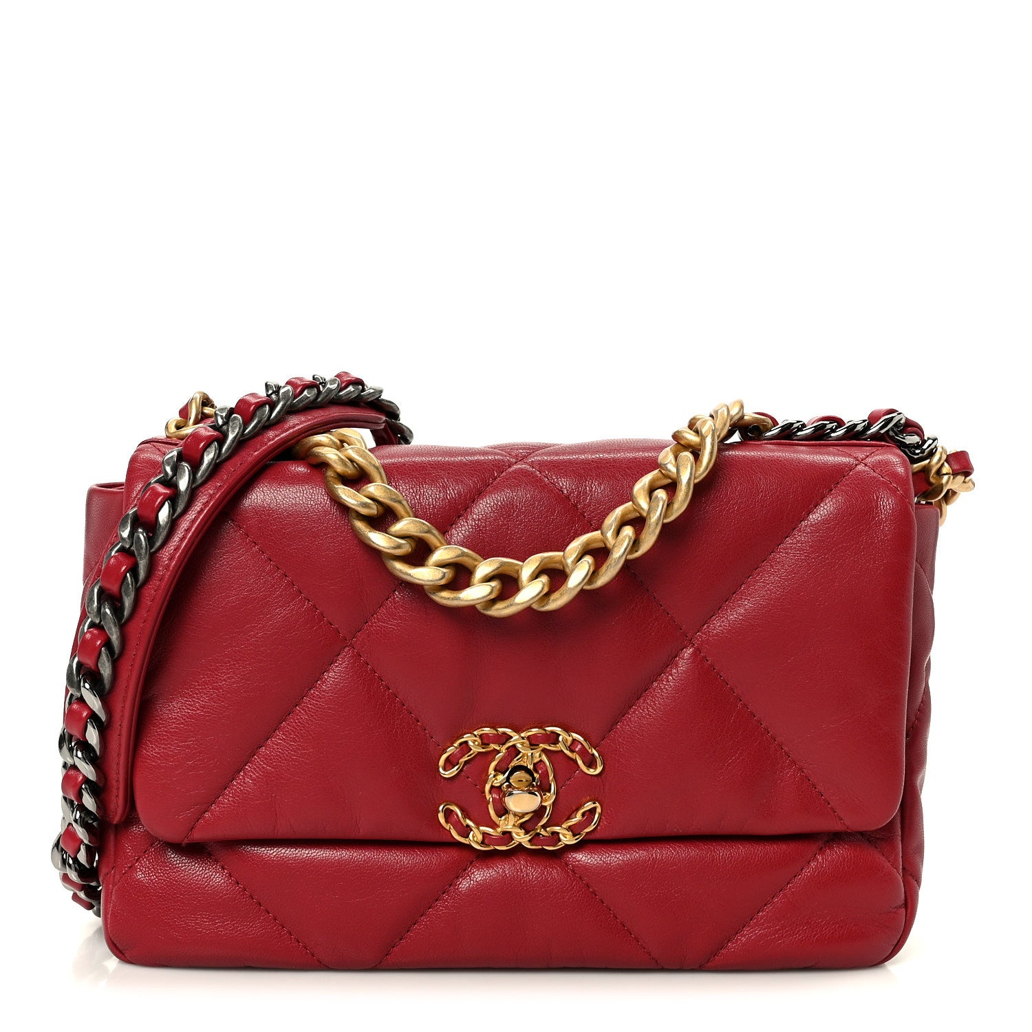 Chanel Goatskin Quilted Medium Chanel 19 Flap Red 1 of 11