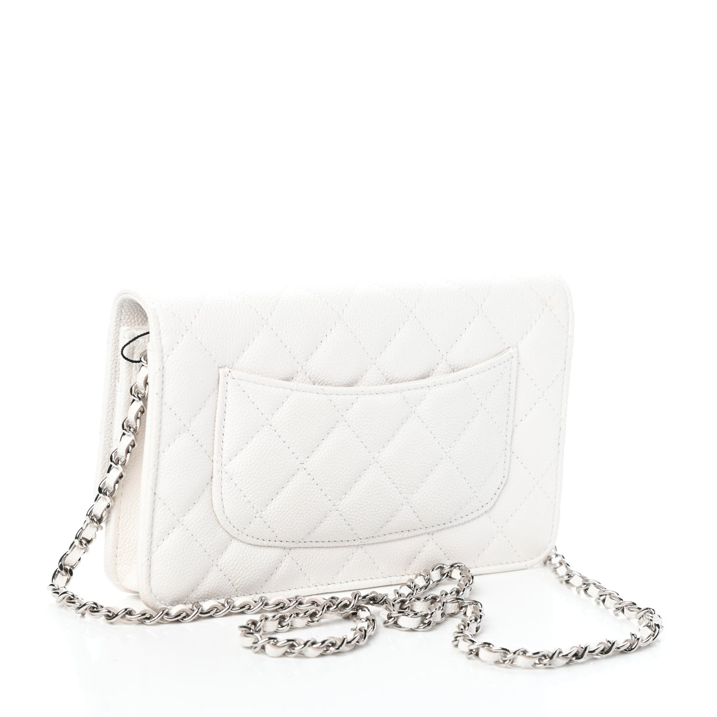 Caviar Quilted Wallet On Chain WOC White