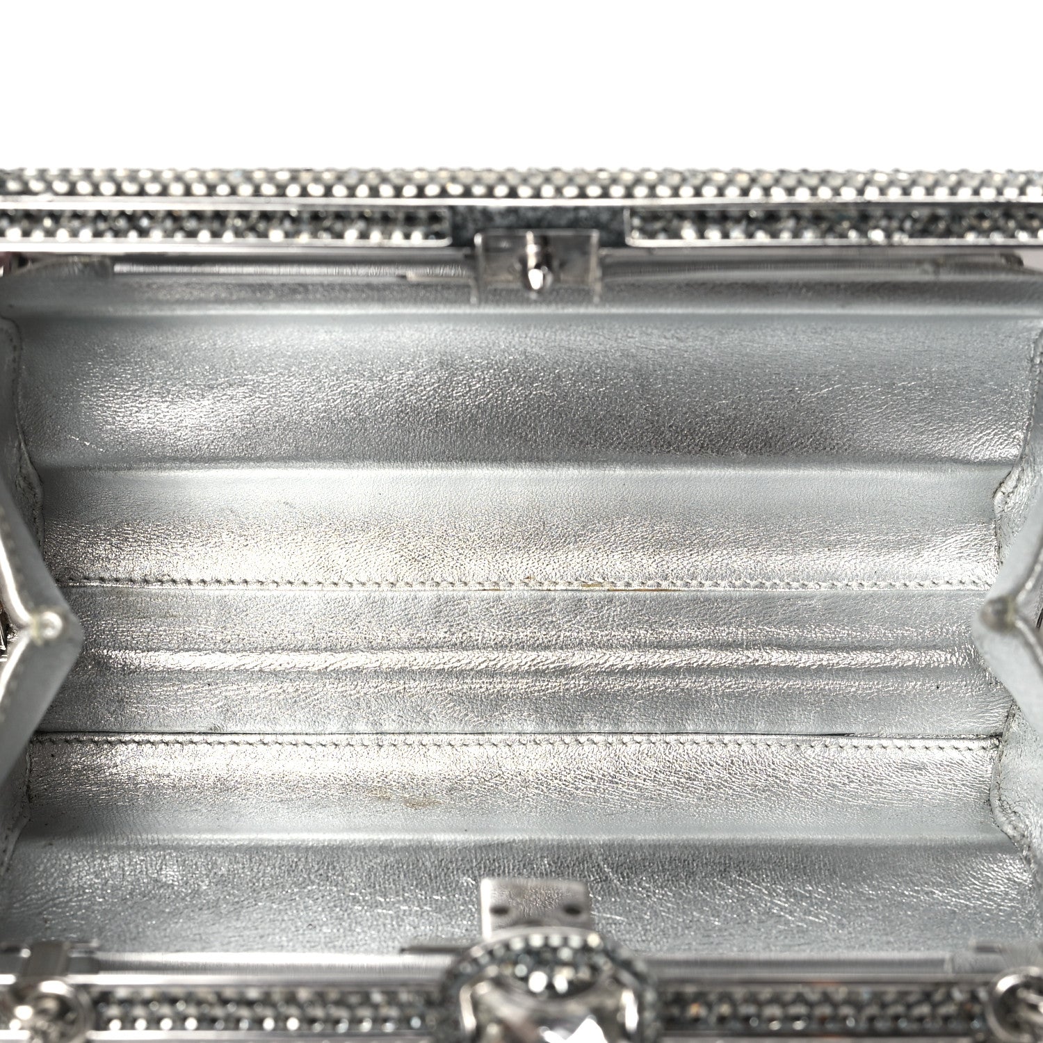 Judith Leiber Swarovski Crystal Minaudiere Clutch Silver 6 of 11