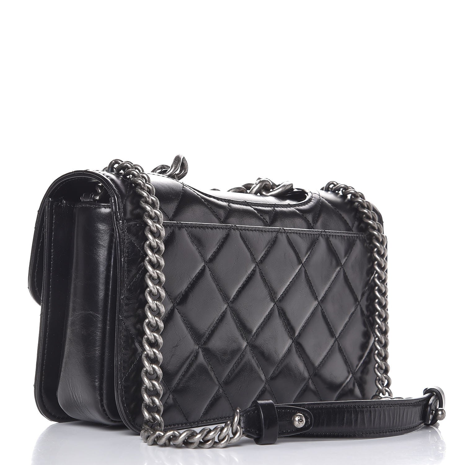 Chanel Glazed Calfskin Quilted Medium Perfect Edge Flap Black 3 of 7