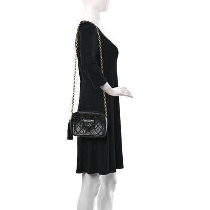 Chanel Lambskin Quilted CC Tassel Camera Case Black 2 of 13