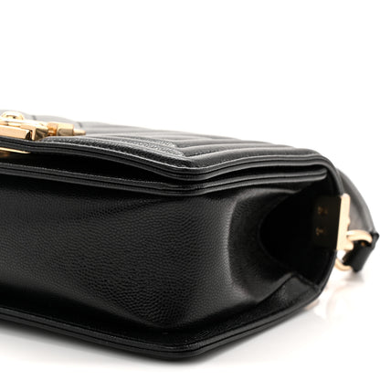Chanel Caviar Chevron Quilted Small Boy Flap Black 9 of 10