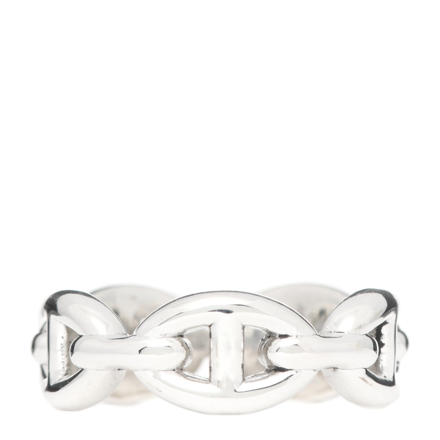 Hermes Sterling Silver PM Chaine d'Ancre Enchainee Band Ring 52 6 1 of 7