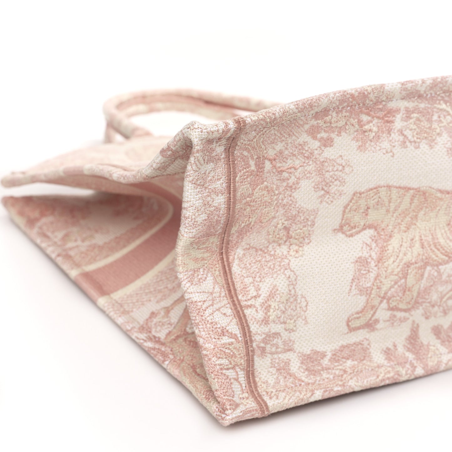 Canvas Toile De Jouy Embroidered Large Book Tote Pink
