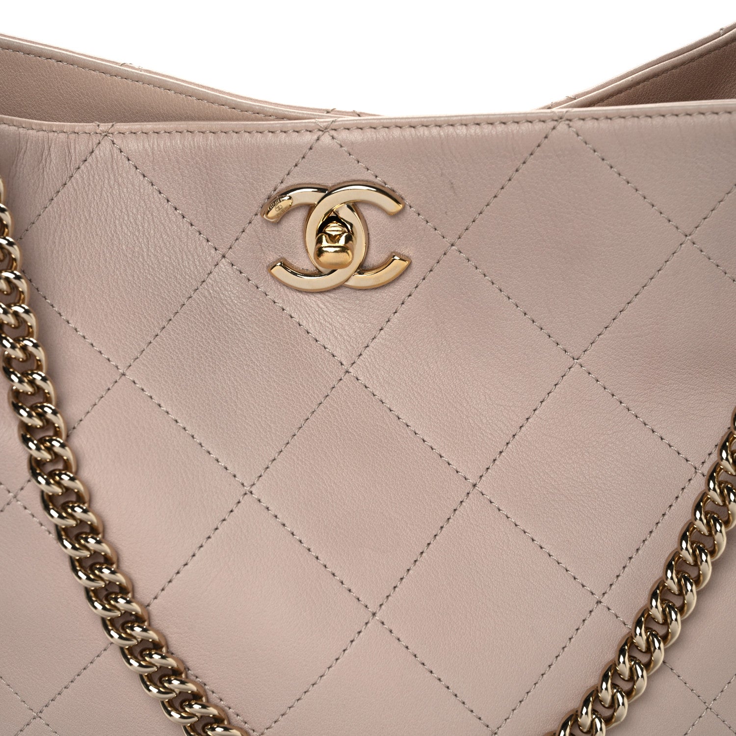 Chanel Calfskin Stitched Large Stripe Hobo Beige Black 8 of 13