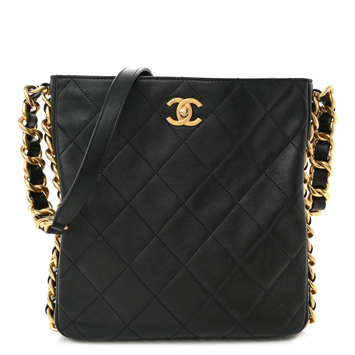Chanel Calfskin Quilted Framing Chain Hobo Black 1 of 10