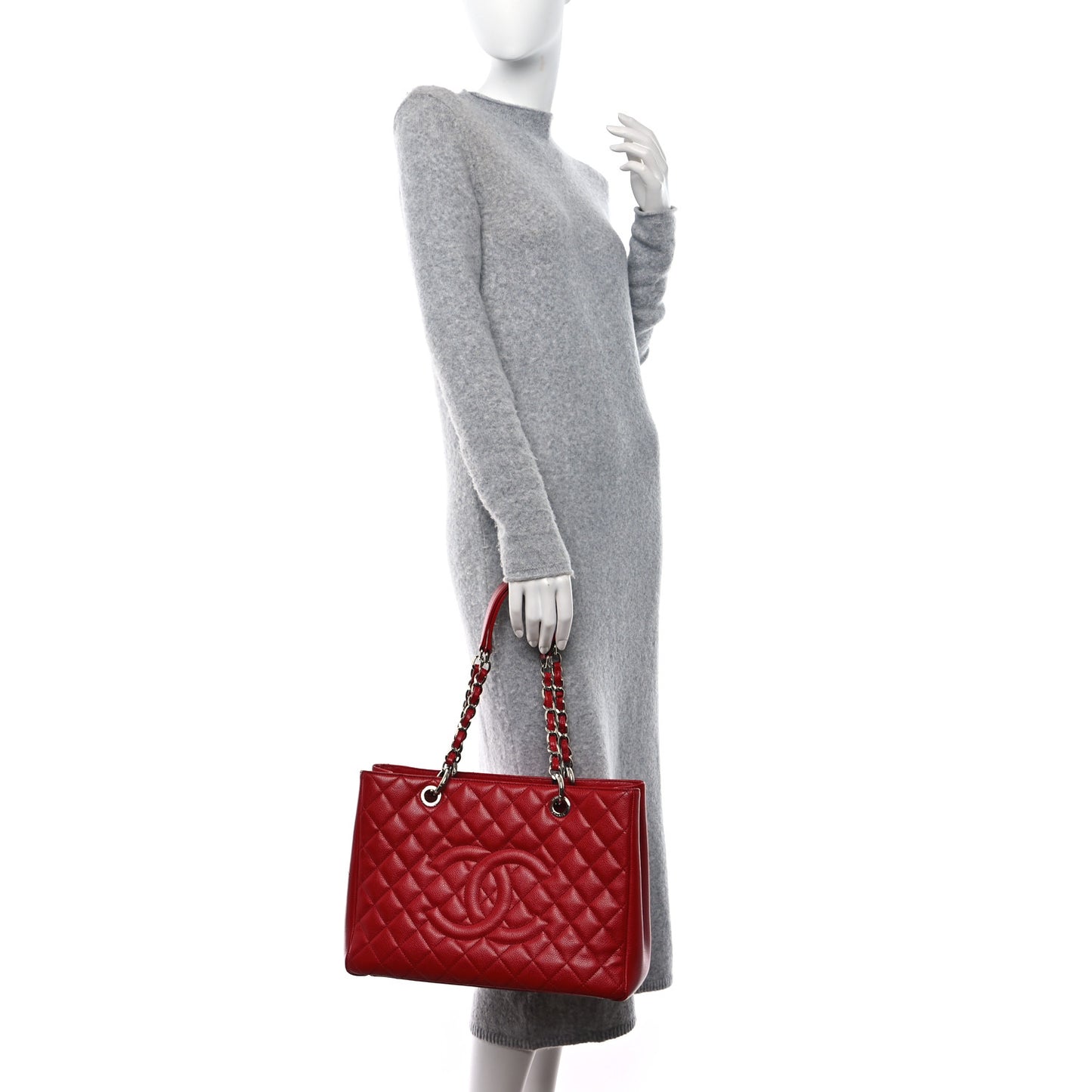 Caviar Quilted Grand Shopping Tote GST Red