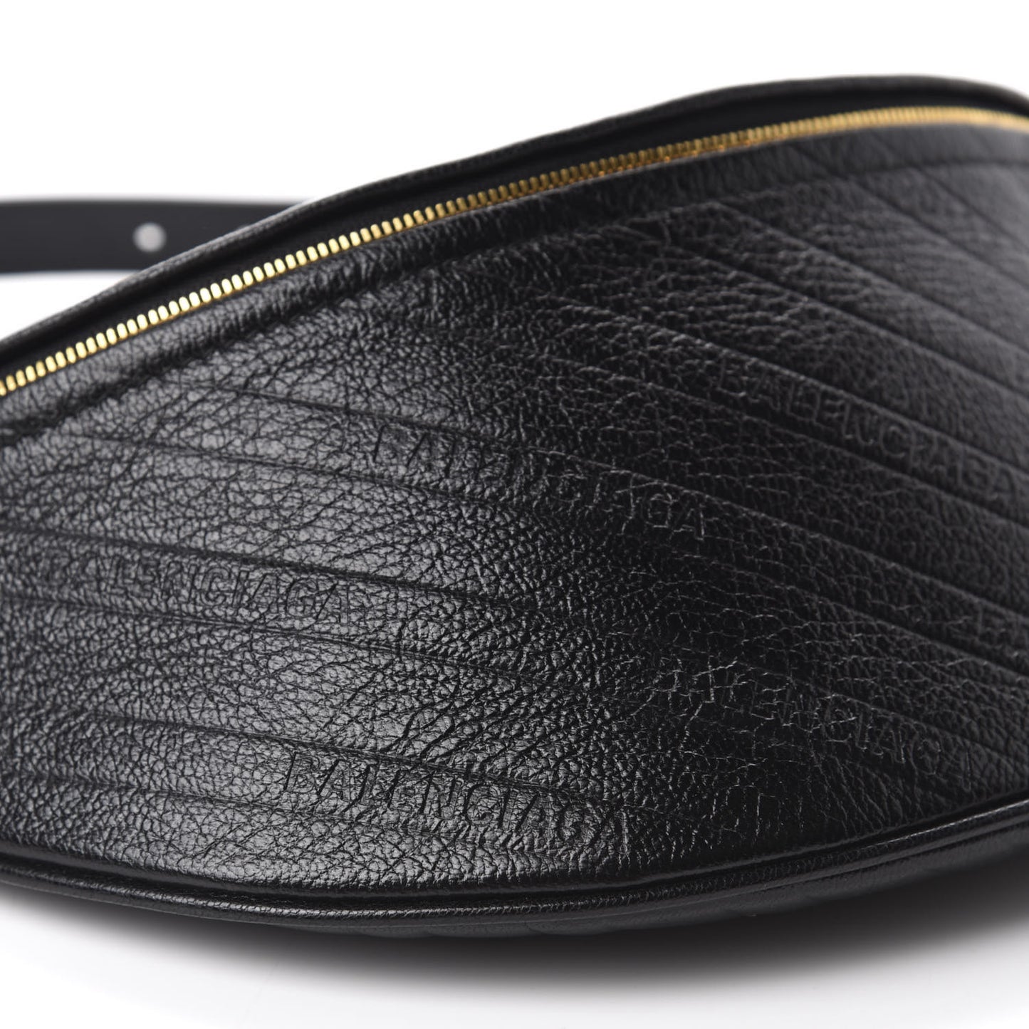 Shiny Goatskin Allover Logo Embossed XS Souvenir Belt Bag Black