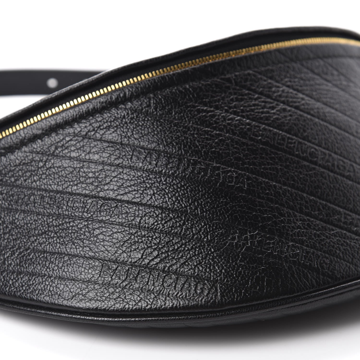 Balenciaga Shiny Goatskin Allover Logo Embossed XS Souvenir Belt Bag Black 6 of 9