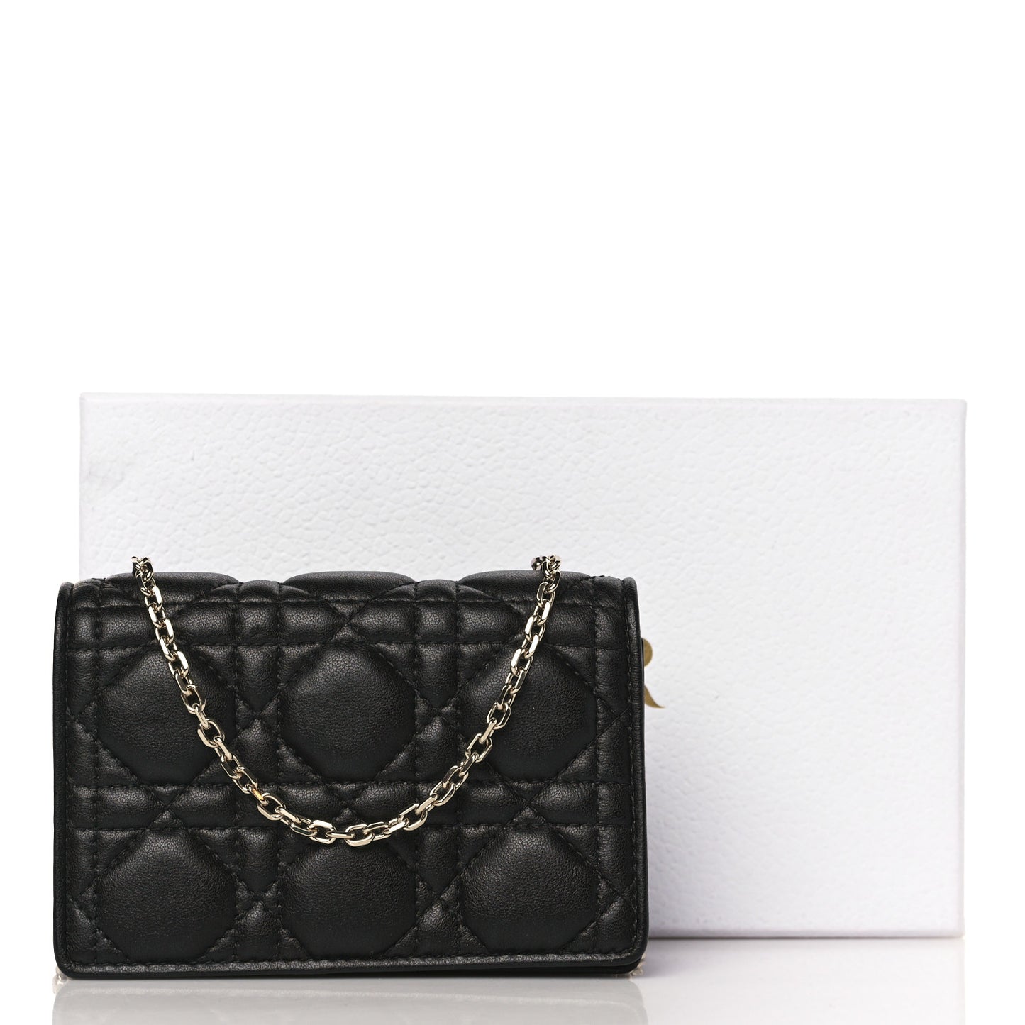 Lambskin Cannage Mini Waist Pouch on Chain Black