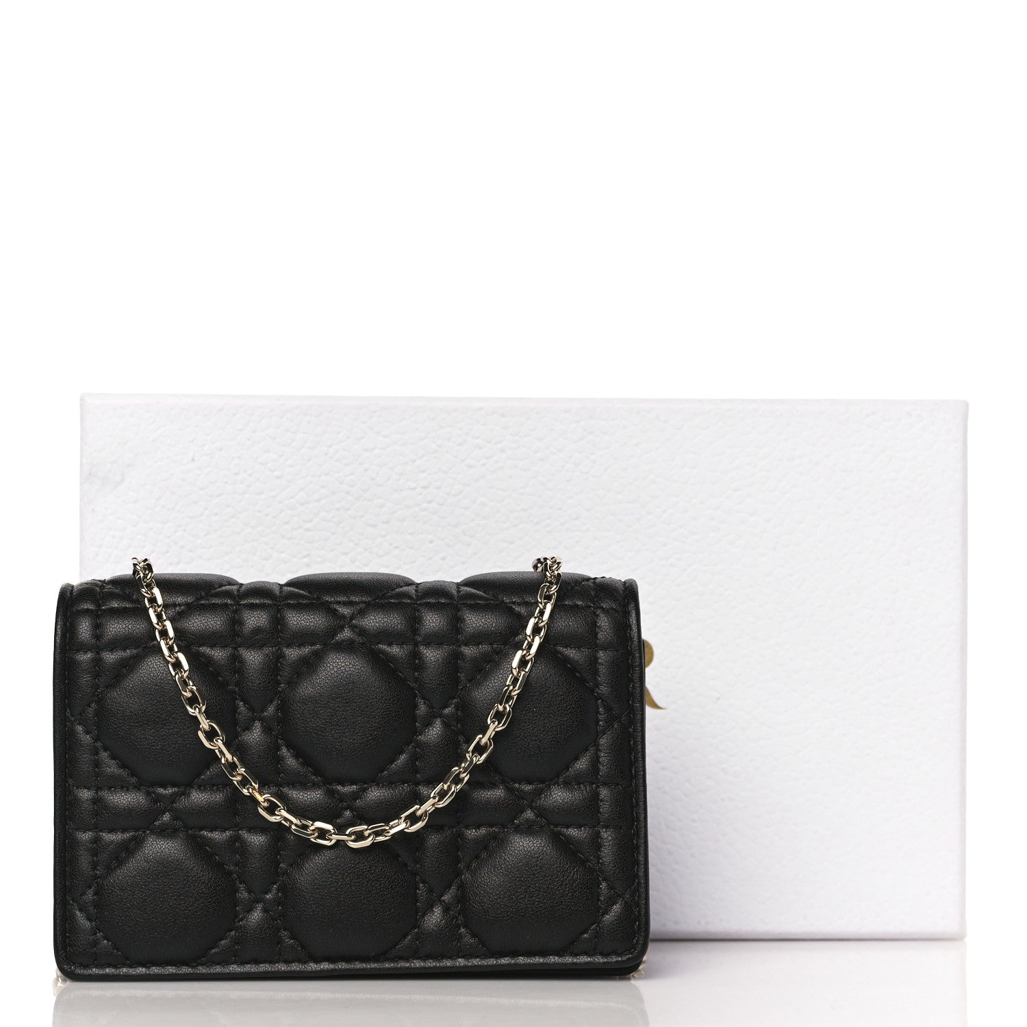 Christian Dior Lambskin Cannage Mini Waist Pouch on Chain Black 10 of 10