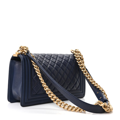 Chanel Lambskin Quilted Medium Boy Flap Dark Navy 3 of 10